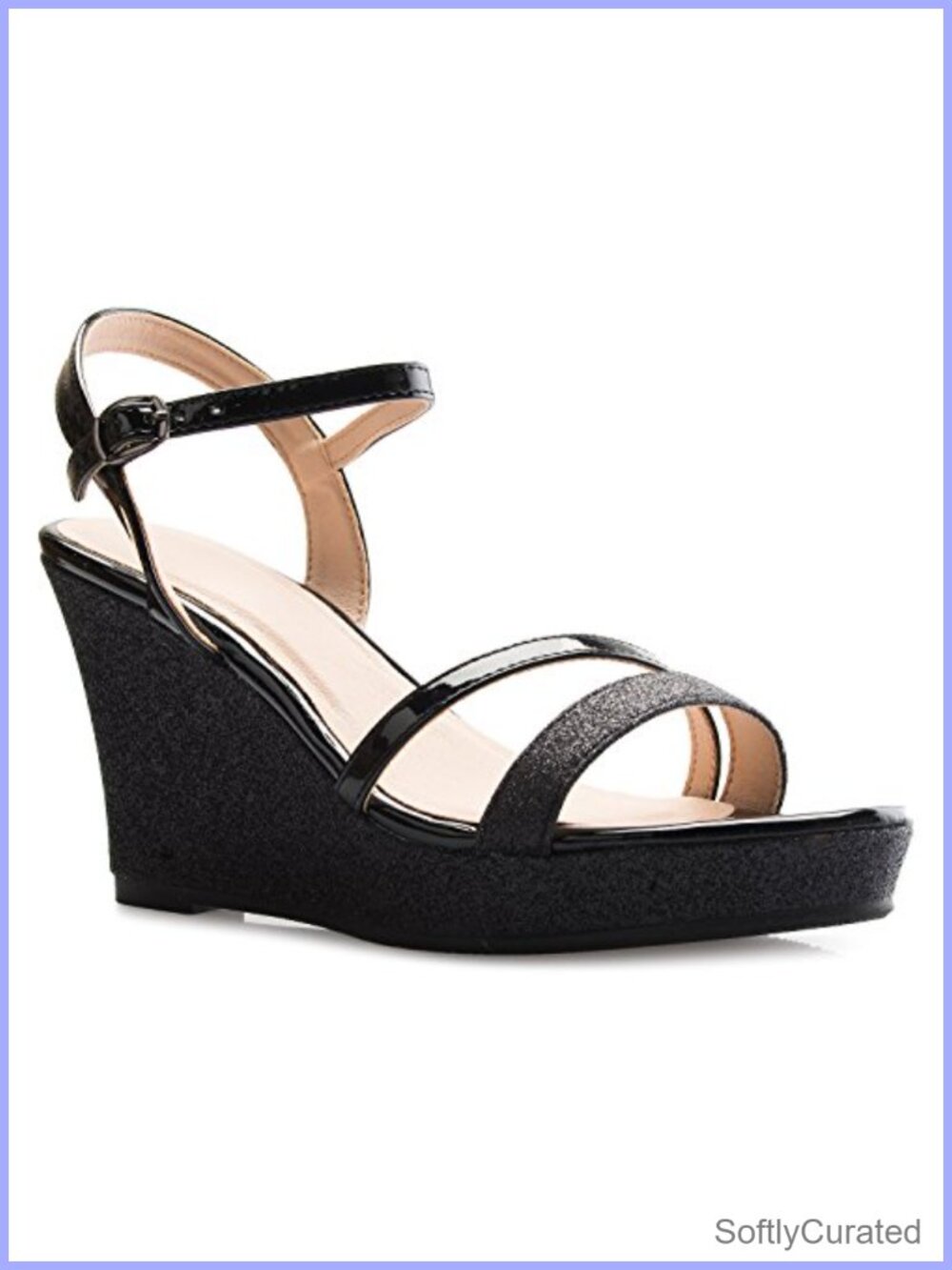 Olivia K Women's Sexy Strappy Platform Wedge Glitter Sandals
